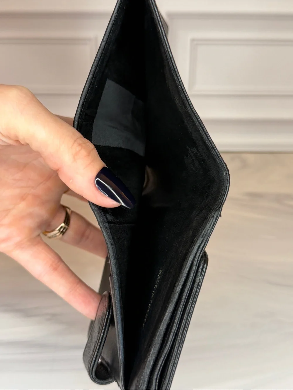 CHANEL Cambon Ligne Black Caviar Leather Snap Bifold Wallet With Dust Bag